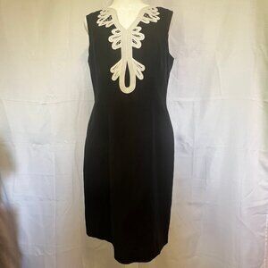 Eliza J Black Sheath Dress with White Embroidered Trim